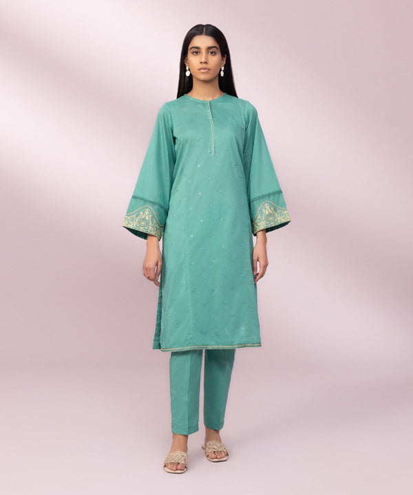 EMBROIDERED LAWN SHIRT JADE GREEN