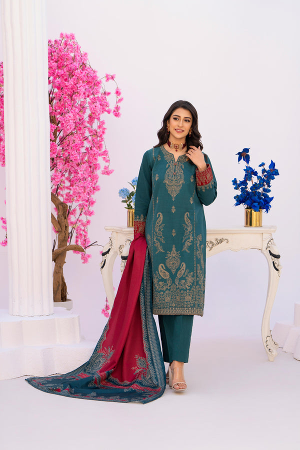 3 Piece Embroidered khaddar Suit - Znic