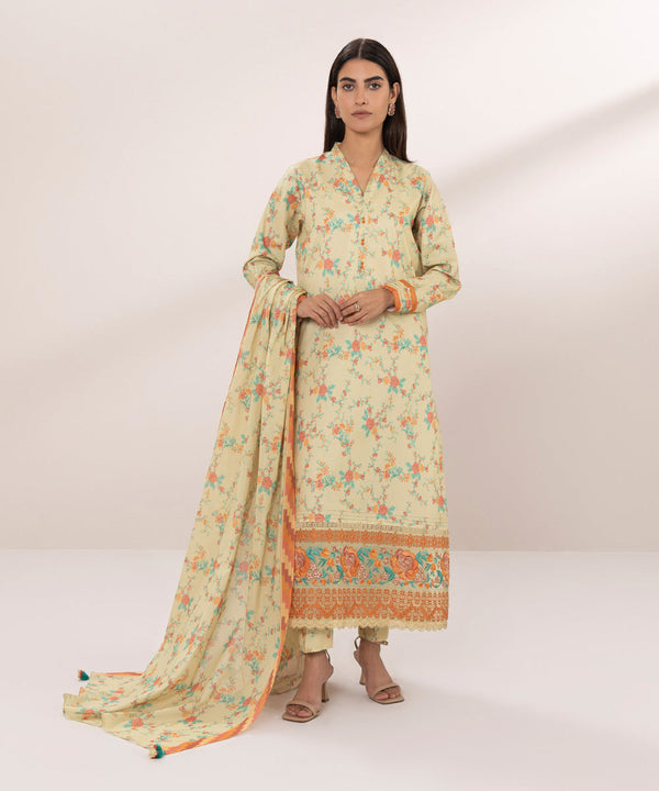 3 PIECE - EMBROIDERED ZARI LAWN SUIT-Unstitched-032