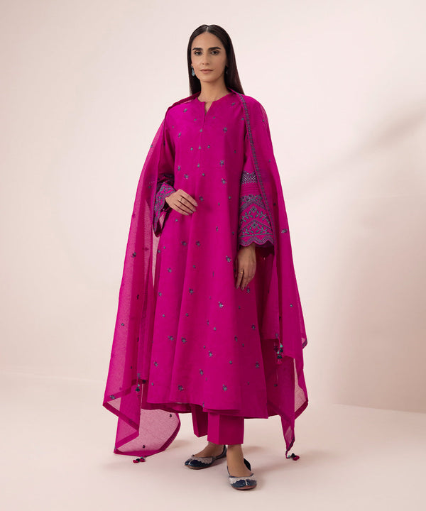 3 PIECE - EMBROIDERED JACQUARD SUIT-Unstitched-011