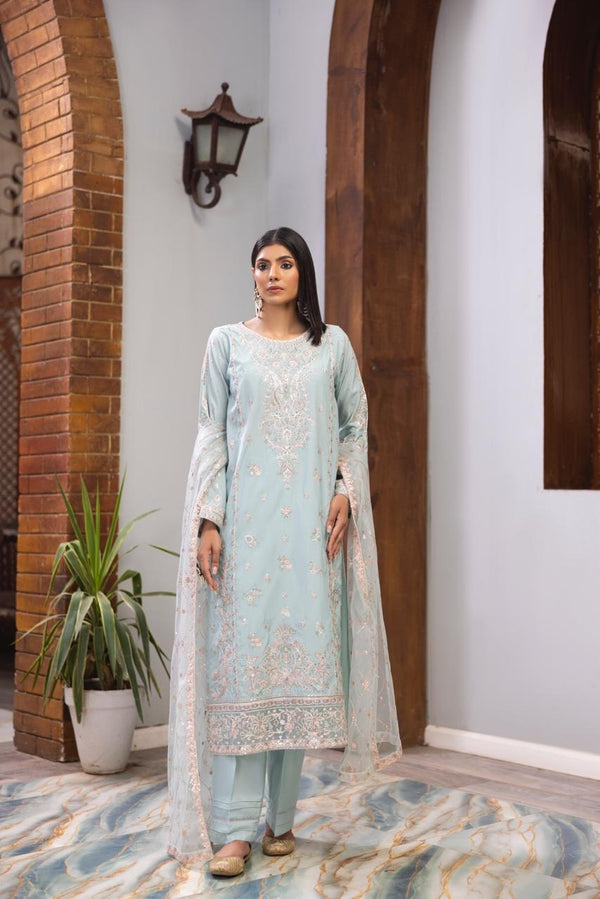 HL-596 | Elegant Embroidered Viscose Suit