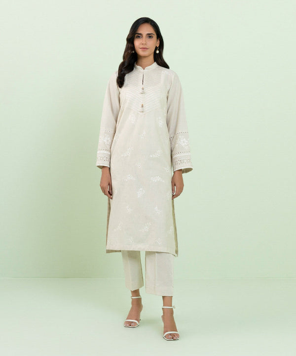 2 PIECE - EMBROIDERED RECYCLED COTTON SUIT_White