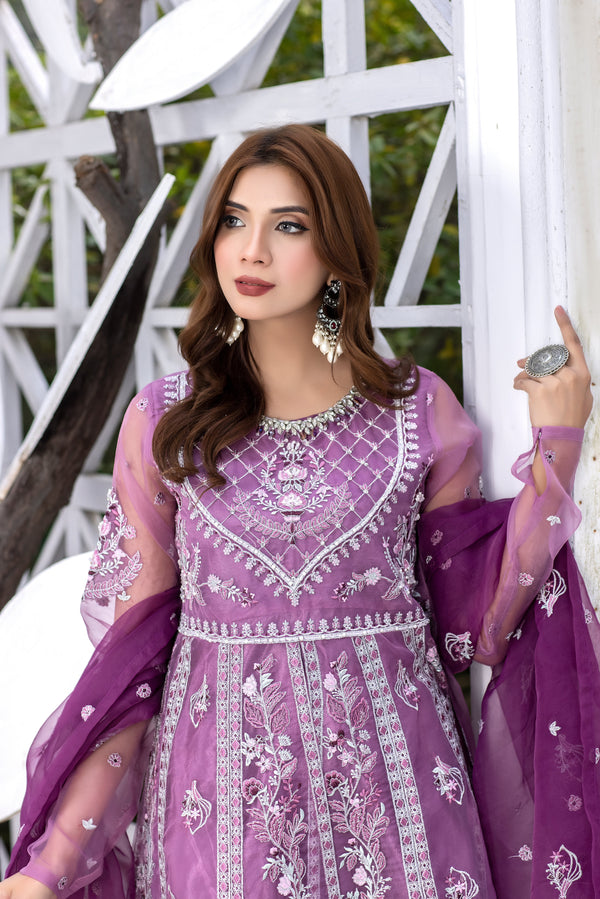 Embroidered Organza n Silk Suit 4PC -2653