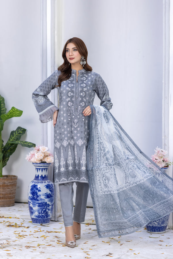 Mirror Embroidered Viscose Suit-2662