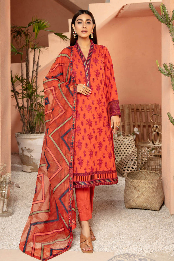 Adan's-Cardinal by Carol Adan's Libas Embroidered Lawn Stitched Suit
