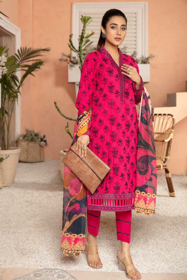 Adan's-Amaranth by Carol Adan's Libas Embroidered Lawn Stitched Suit