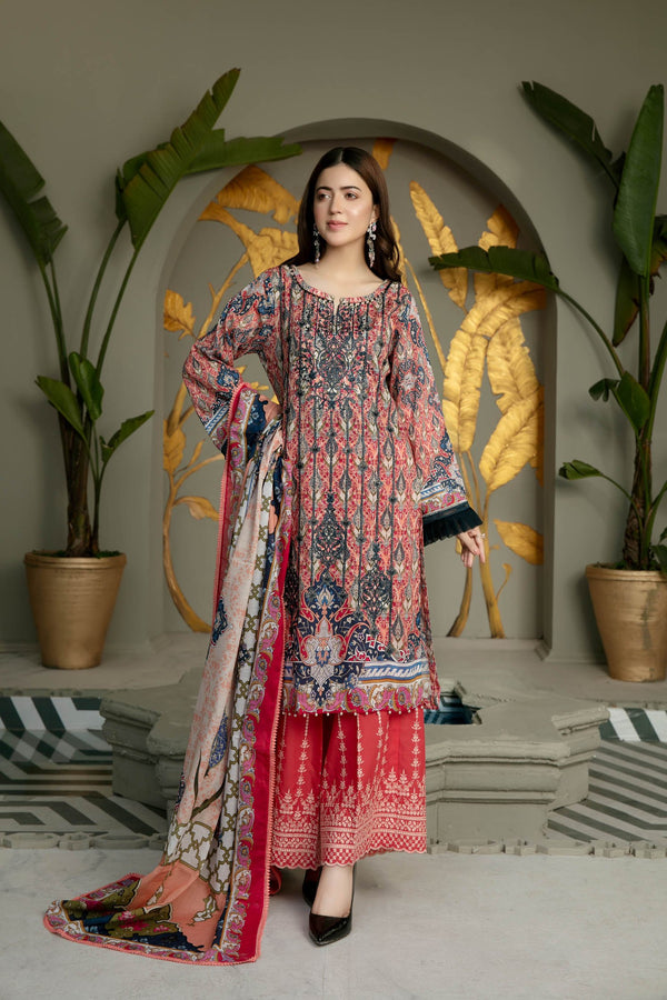 Adan's-Mix Print - Digital Printed And Embroidered Lawn 3pc