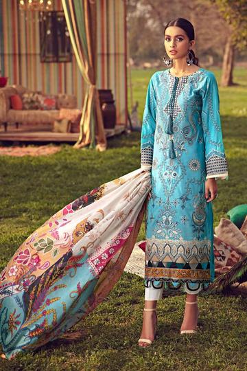 Ocean Blue | Rahi Premium Embroidered Lawn Collection
