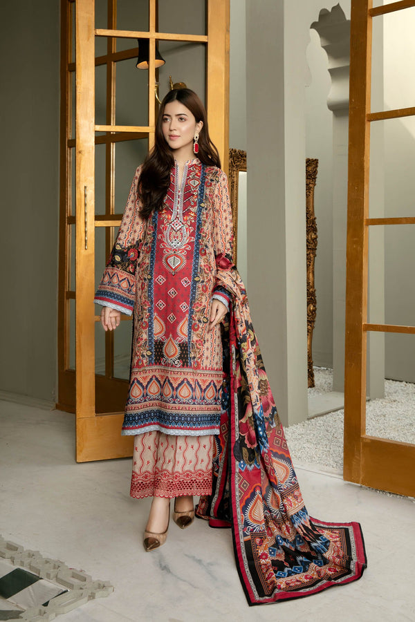 Adan's-Phelip - Digital Printed And Embroidered Lawn 3pc