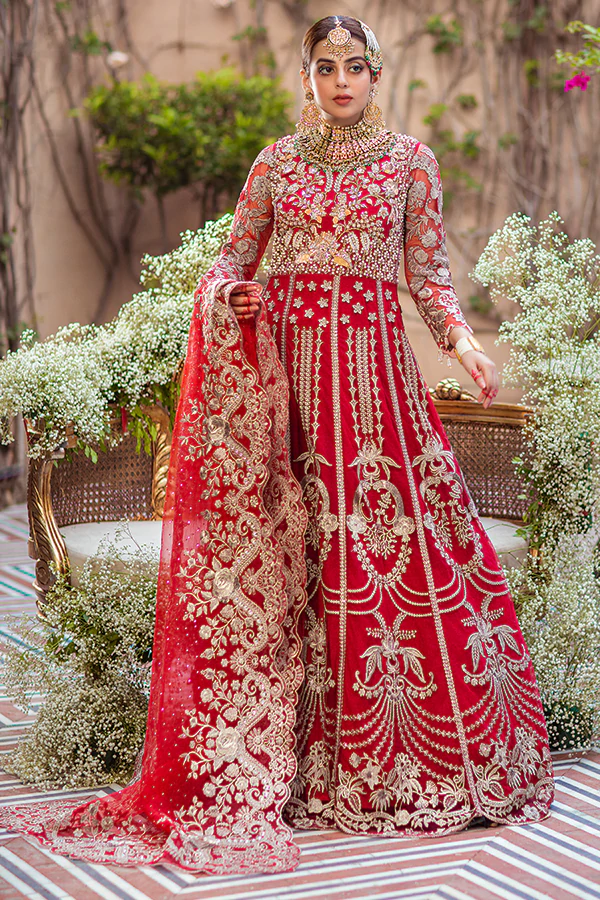 SB-08 Crimson | Serene Embroidered Bridal Collection by Imrozia