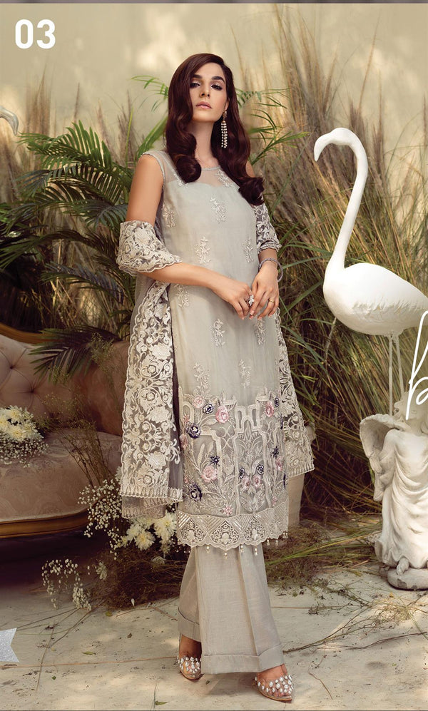 Orabelle by Imrozia Embroidered Chiffon | Silver Brunia - Luxury Collection 03
