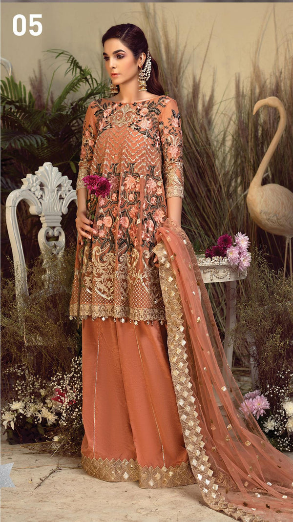 Orabelle by Imrozia Embroidered Chiffon | Oriental Auburn - Luxury Collection 05