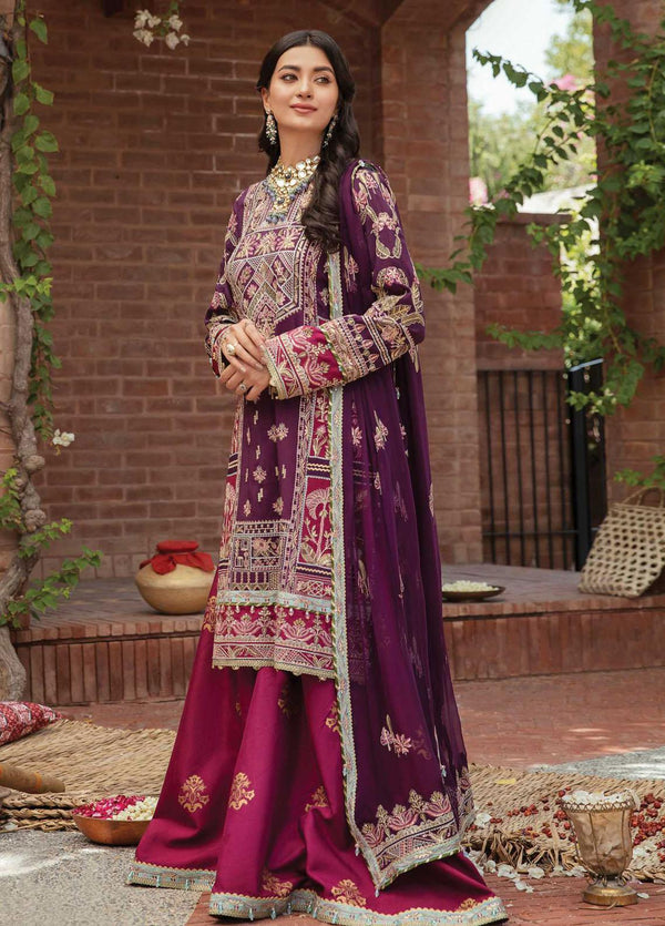 Afrozeh -Ayzel by Afrozeh Embroidered Raw Silk Suits Stitched 3 Piece AF22AZS 006 Gohar - Luxury Formals Collection