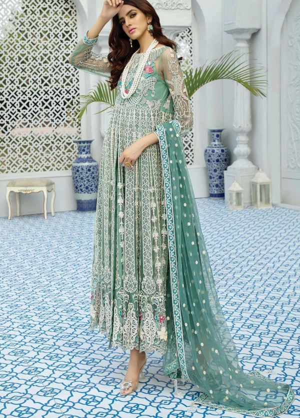 La Fantaisie by Serene Premium Embroidered Net 3 Piece Suit LF20SP 1017 Tantalizing Teal - Luxury Collection