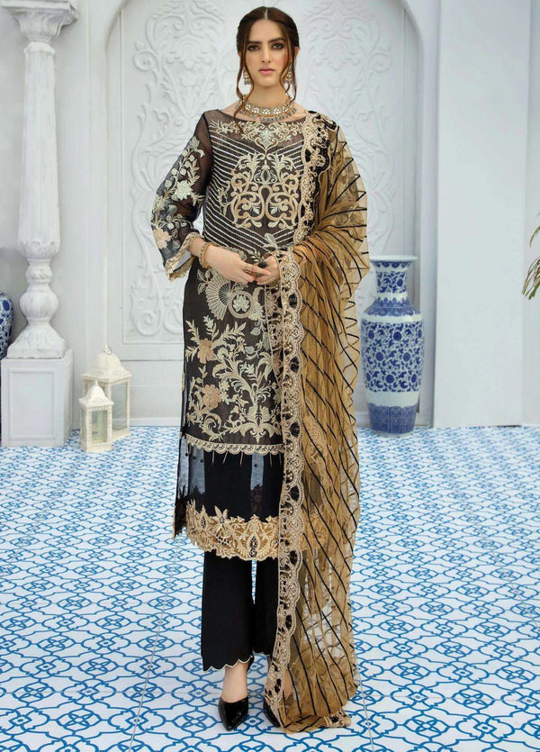 La Fantaisie by Serene Premium Embroidered Missouri 3 Piece Suit LF20SP 1018 Raven Bloom - Luxury Collection