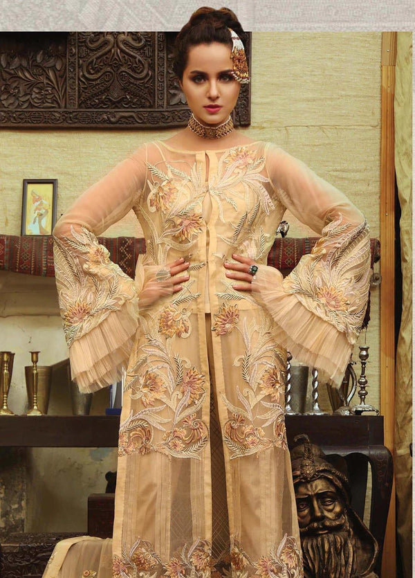 Majestic By EmbRoyal Embroidered Chiffon | IMPERIAL KHAKI - Luxury Collection 01